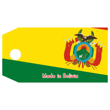 Bolivia flag on price tag with word Made in Bolivia isolated on white background.のイラスト素材