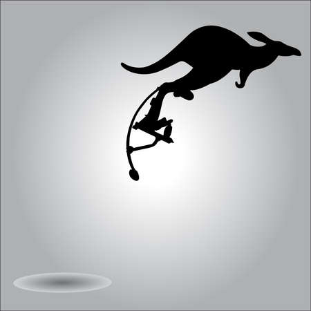 illustration silhouette kangaroo jumping with stilts, concept jumping higherのイラスト素材