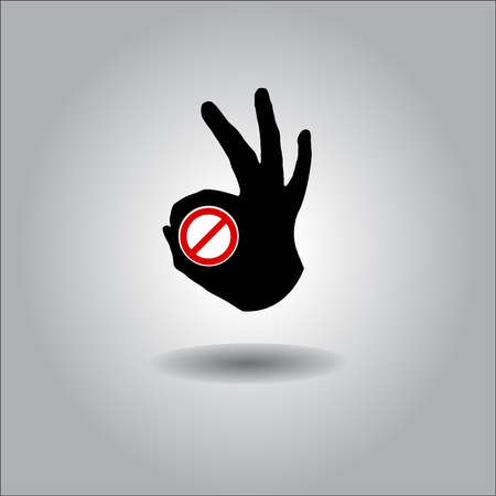 Silhouette All-Fine OK Hand with forbidden sign.のイラスト素材