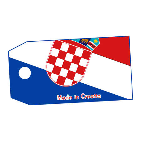 illustration of Croatia flag on price tag with word Made in Croatia isolated on white background.のイラスト素材