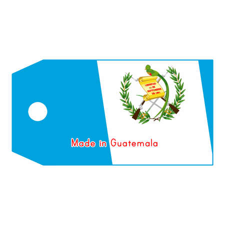 Guatemala flag on price tag with word Made in Guatemala isolated on white backgroundのイラスト素材