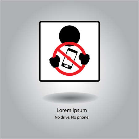 illustration vector icon stop phone when driving in car.のイラスト素材