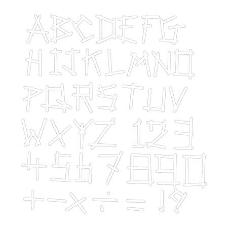 Vector illustration black polka dot spotted alphabet uppercase letters and numbers.のイラスト素材