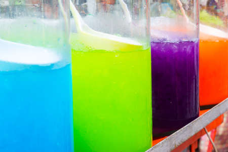 Herbal drink for healthy in big glass bowl sold in thai market.の写真素材