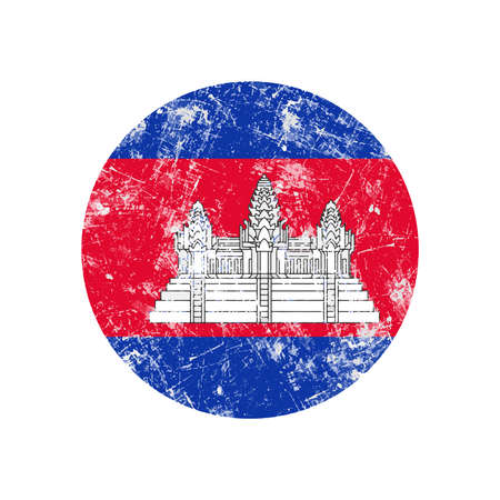 illustration vector grunge stamp round flag of cambodia country.のイラスト素材