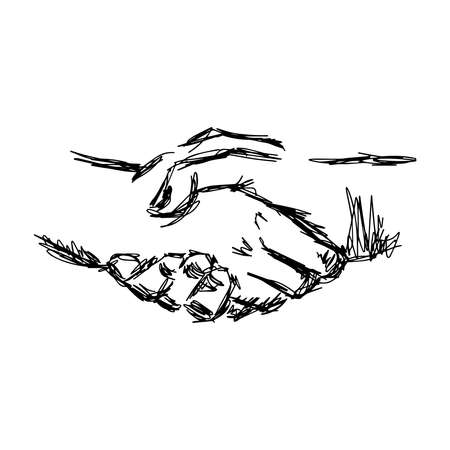 illustration vector doodle hand drawn sketch of handshake, partnership conceptのイラスト素材