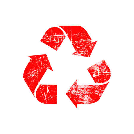 illustration vector red recycle symbol rubber stamp icon isolated on white backgroundのイラスト素材