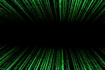 green matrix background computer generated, perspective with speed motion blurの写真素材