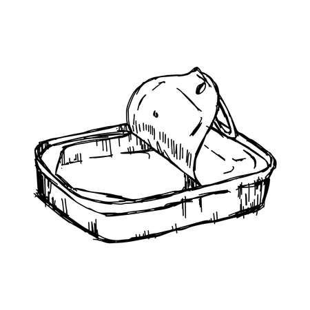 illustration  doodles of empty tin can isolated on white backgroundのイラスト素材