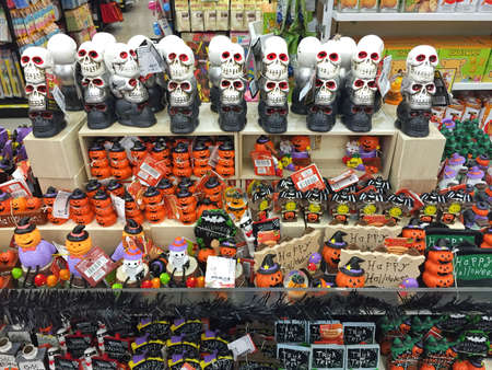 BANGKOK, THAILAND - OCTOBER 10: Halloween products inventory in a shop inside of Central Chaengwattana department store on October 10, 2016 in Bangkok, Thailand.のeditorial素材