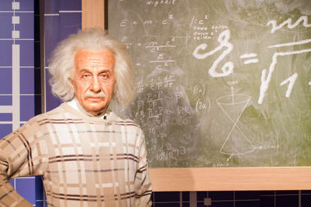 BANGKOK, THAILAND - DECEMBER 19: Wax figure of the famous Albert Einstein from Madame Tussauds on December 19, 2015 in Bangkok, Thailandのeditorial素材