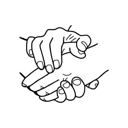 Partneship. hand drawn handshake vector illustrationのイラスト素材