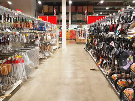 CHIANG RAI, THAILAND - NOVEMBER 29 : Supermarket aisle in area of kitchen utensils on supermarket stand or shelf on November 29, 2016 in Chiang rai, Thailand.のeditorial素材