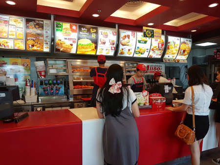 CHIANG RAI, THAILAND - FEBRUARY 2 : unidentified people buying food in Kentucky Fried Chicken on...