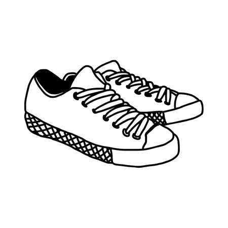vector illustration hand drawn sketch of sneakers isolated on white backgroundのイラスト素材