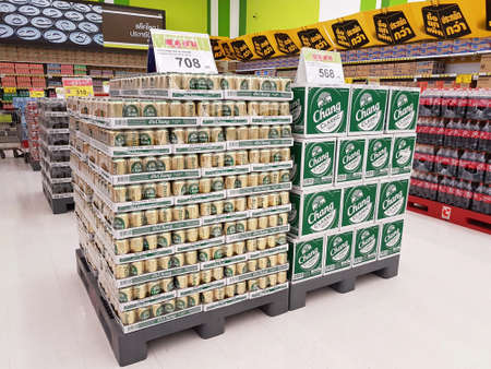 CHIANG RAI, THAILAND - FEBRUARY 15 : various brand of beer in packaging for sale on supermarket...
