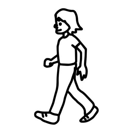 man walking to the left - vector illustration sketch hand drawn isolated on white backgroundのイラスト素材