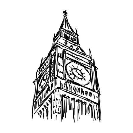 big ben - vector illustration sketch hand drawn isolated on white backgroundのイラスト素材