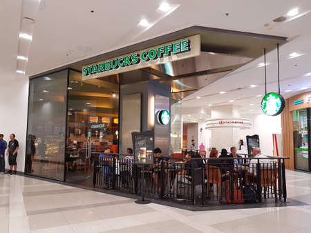 BANGKOK, THAILAND - MARCH 30 : Starbucks coffee cafe at Central Chaengwattana department store on March 30, 2017 in Bangkok, Thailand.のeditorial素材