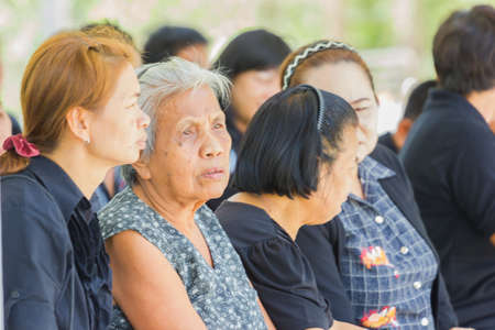 CHIANG RAI, THAILAND - APRIL 19 : unidentified asian old woman participating thai traditional...