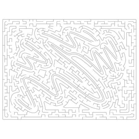Maze Game and Labyrinth with black lines in rectangular area isolated on white backgroundのイラスト素材