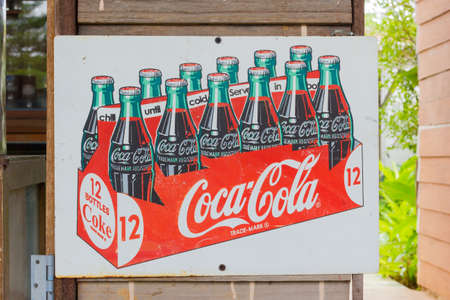 BANGKOK, THAILAND - JULY 14 : vintage retro poster of Coca Cola advertisement on the wall in gallery...