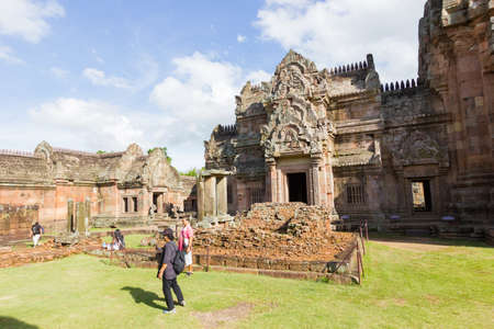 BURI RAM, THAILAND - JULY 8 : unidentified tourists visit Prasat Hin Phanom Rung on July 8, 2017 in Buri Ram, Thailand.のeditorial素材