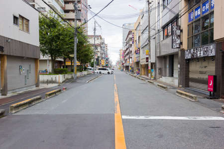 OSAKA, JAPAN - SEPTEMBER 17 : empty road in suburb of Osaka city on September 17, 2017 in Osaka, Japan.のeditorial素材