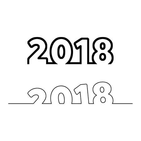 Happy new year 2018 black text design vector illustration isolated on white backgroundのイラスト素材