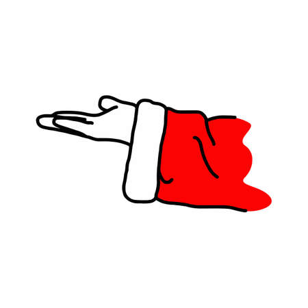 Hand of Santa Claus palm up vector illustration doodle hand drawn isolated on white backgroundのイラスト素材