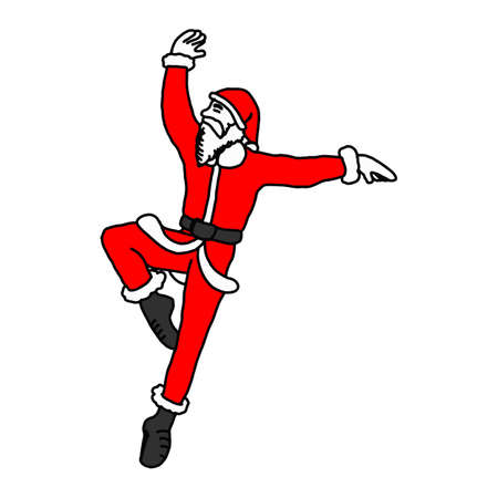 thin Santa Claus dancing ballet vector illustration sketch hand drawn with black lines isolated on white backgroundのイラスト素材
