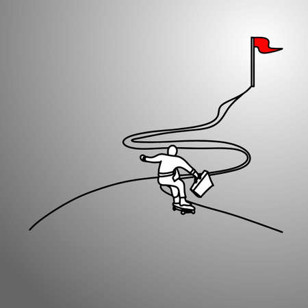 businessman on skateboard going to the goal vector illustrationのイラスト素材