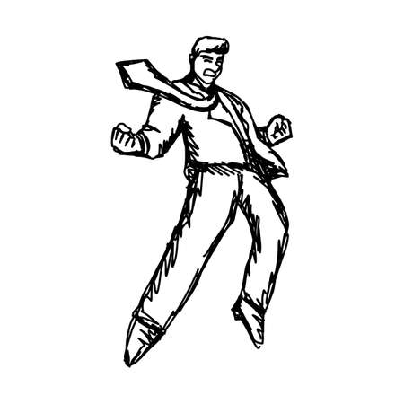 angry businessman vector illustration sketch hand drawn with black lines isolated on white backgroundのイラスト素材