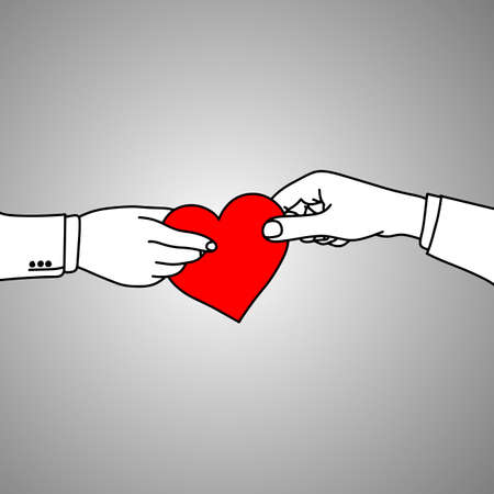 Businessman holding red heart illustration.のイラスト素材