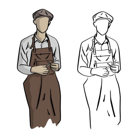 jeweler standing vector illustration sketch doodle hand drawn with black lines isolated on white backgroundのイラスト素材