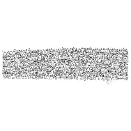 crowd of soccer fans cheering on big stadium vector illustration sketch doodle hand drawn with black lines isolated on white backgroundのイラスト素材