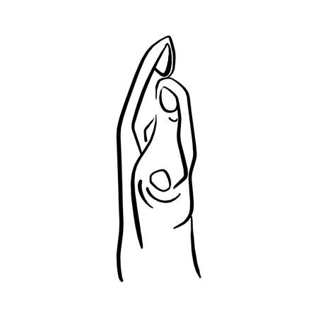Baby jesus born in Bethlehem with Mary and Joseph vector illustration sketch doodle hand drawn with black lines isolated on white background.のイラスト素材