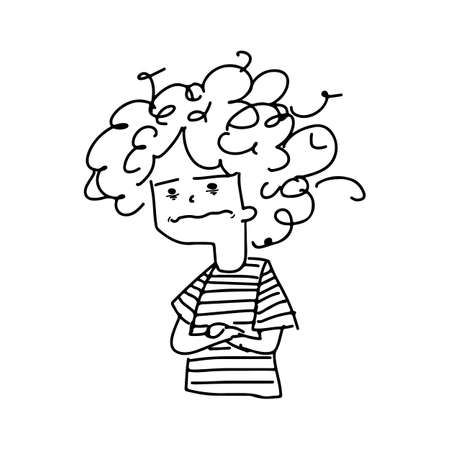 woman with depressed emotion vector illustration sketch doodle hand drawn with black lines isolated on white backgroundのイラスト素材