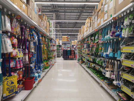 CHIANG RAI, THAILAND - NOVEMBER 21 : cleaning tools department in supermarket on November 21, 2019 in Chiang Rai, Thailand.のeditorial素材