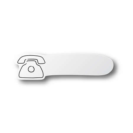 Vector illustration black line hand drawn of table telephone icon on blank space cut paper with shadow isolated on white backgroundのイラスト素材