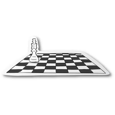 Vector illustration black line hand drawn of king chess and chessboard on cut paper with shadow isolated on white backgroundのイラスト素材