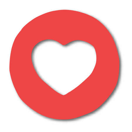 vector illustration heart on red cut paper and shadow isolated on white backgroundのイラスト素材
