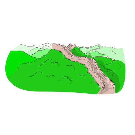 The Great Wall of China hand drawn illustration vectorのイラスト素材