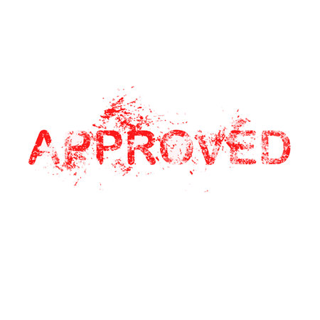 red approved grunge dirty rubber stamp vector illustration isolated on white backgroundのイラスト素材