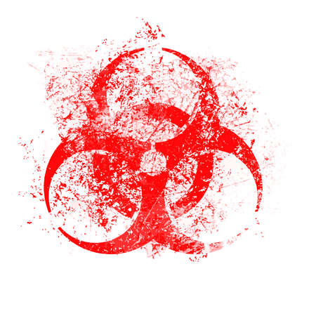 red biohazard stamp grunge vector illustration isolated on white backgroundのイラスト素材