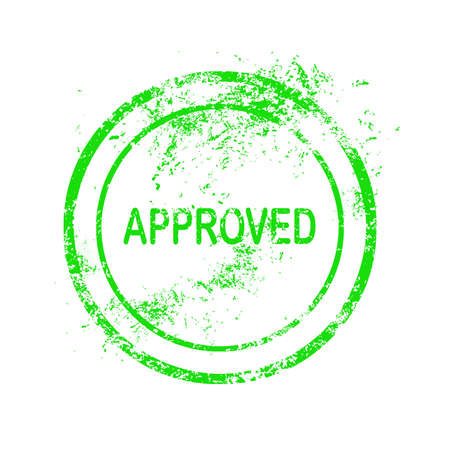 green approved rubber stamp vector illustration isolated on white backgroundのイラスト素材