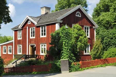 Swedish yellow and red cabinのeditorial素材