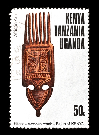 KENYA - CIRCA 1975: stamp printed in Kenya, shows African art, circa 1975.の写真素材