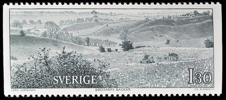 SWEDEN - CIRCA 1970: A stamp printed by SWEDEN shows view of the Akka Mountains in the National Park of Store Sjofallet (Great Falls). The stamp from the Around the Arctic Circle set, circa 1970のeditorial素材