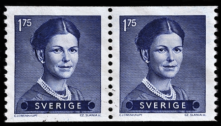 SWEDEN - CIRCA 1983: stamp printed by Sweden, shows Queen Silvia, circa 1983のeditorial素材